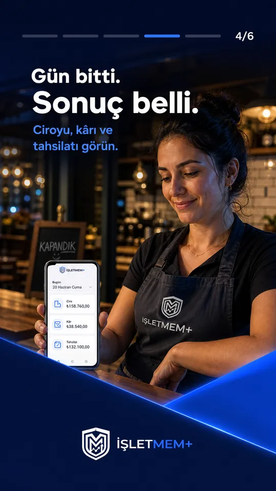 Kafe sahibi gün sonu ciro, kâr ve tahsilat özetine bakıyor — 'Gün bitti, sonuç belli'